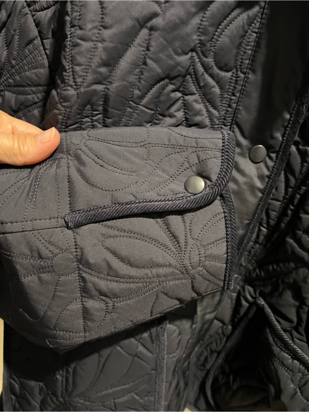 Quilted Navy Women's Jacket - Classic Collar - Picture 8 of 10